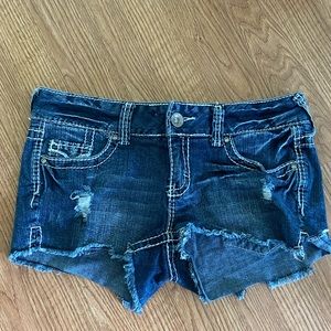 4” distressed denim shorts
